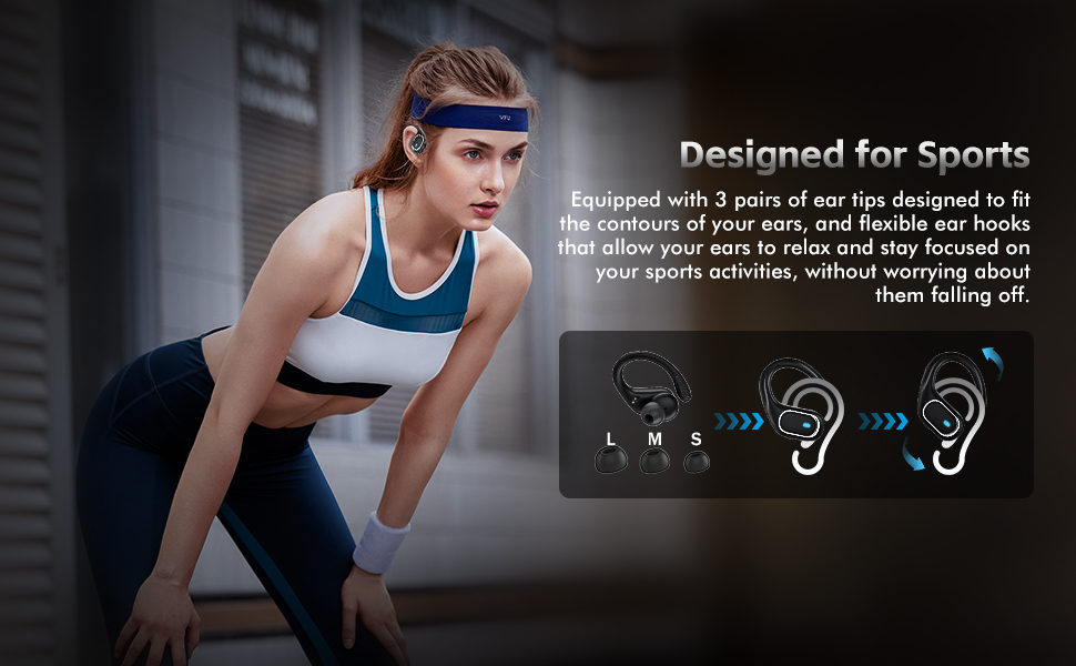 True Wireless Earbuds, Bluetooth Headphones 80Hrs Playtime Ear Buds IPX7 Waterproof Sports Earphones