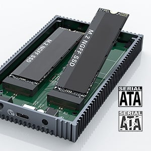 Yottamaster Dual Bay M.2 NGFF SATA USB C 3.2 Hard Drive Enclosure