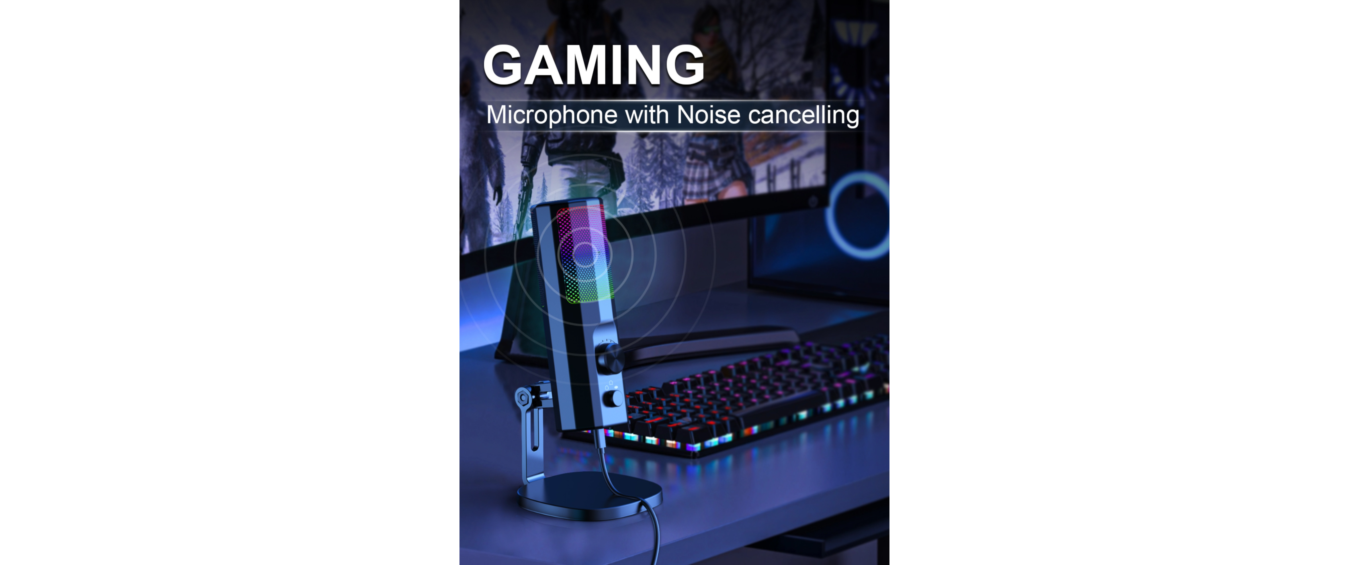 Gaming Microphone, RGB Lighting, Desktop Setup