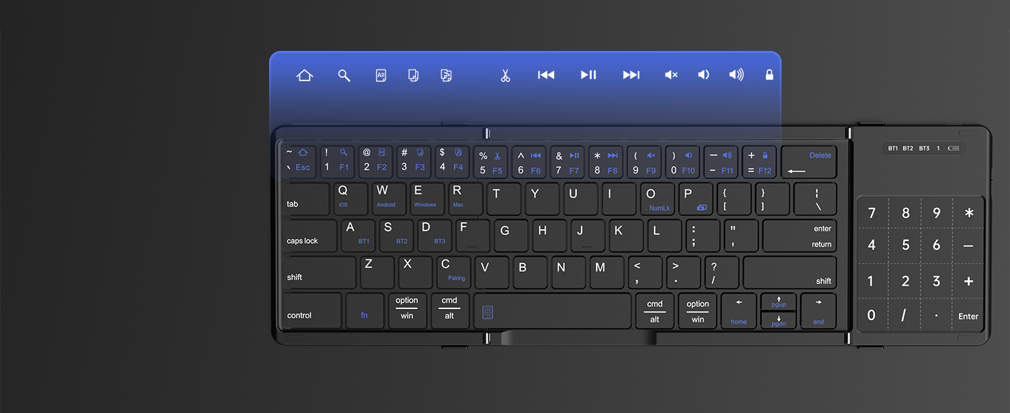 AUSDOM Sofkeys Air3 Foldable Bluetooth Keyboard