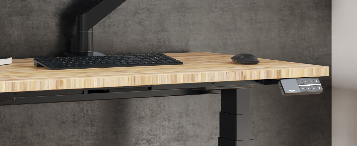 mini standing desk, small sit stand desk, bamboo standing desk, compact desk, height adjustable desk