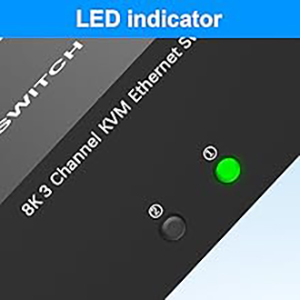 LED Indicator When switching to which PC, the LED will tell you whether PC1 or PC2 is active.