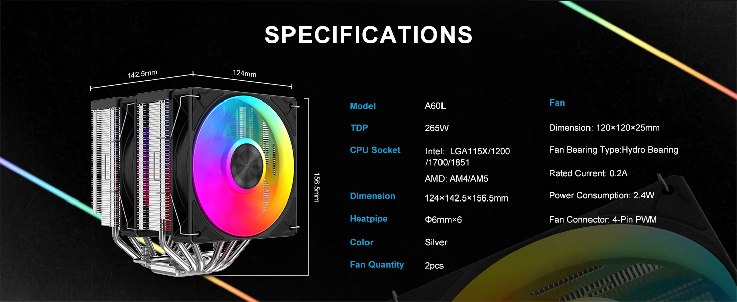 SAMA A60L Dual-Tower CPU Air Cooler