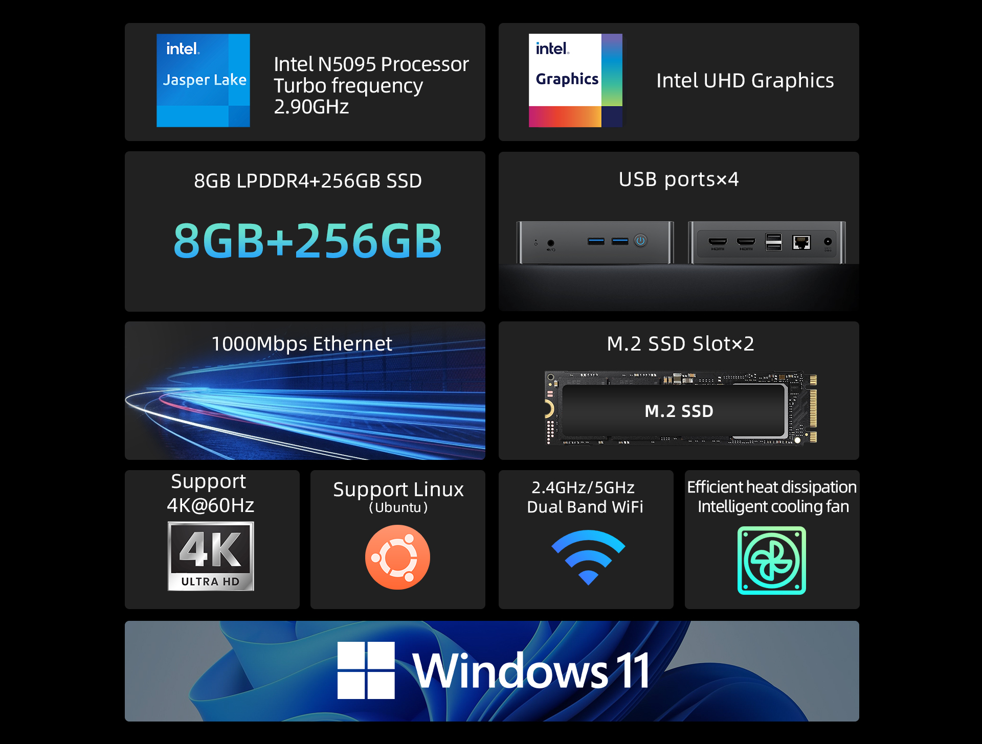 BMAX B4 Turbo compact desktop computer with Windows 11 and Intel N150 processor