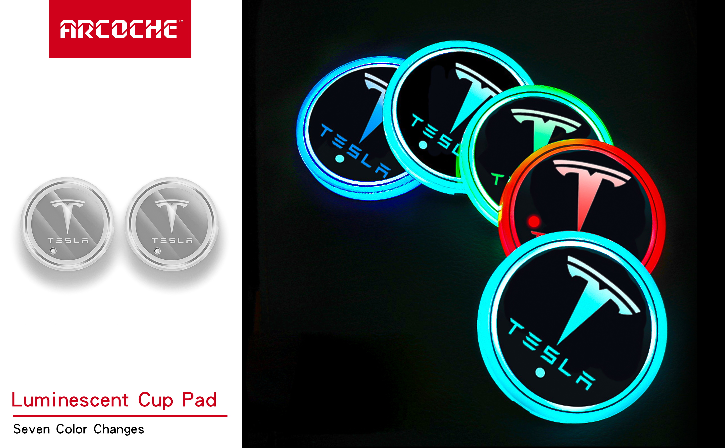 Tesla LED Car Cup Holder Lights