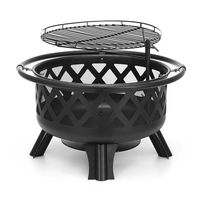 Wood Burning Firepit Outdoor Fire Pits, Sunnydaze Foldable Fire Pit Cooking Grill Gratered Steel