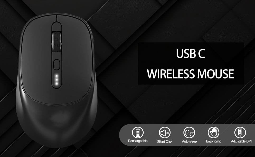 2.4G Wireless Mouse, Wireless Rechargeable Mouse | Battery Indicator | 2.4G Silent Portable Mouse |