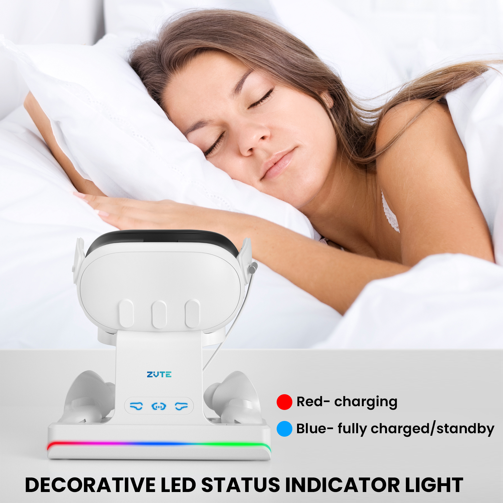 There are decorate led light and charging indicate light on the charging dock