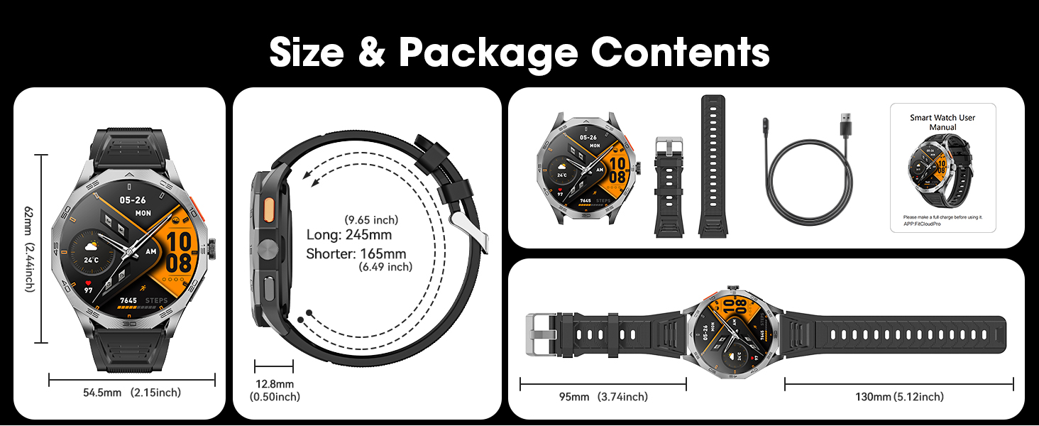 Smart Watch for Men, 1.85" HD Ultra Screen Touch Screen Sport Smartwatch 710mAh Battery Smart Watche