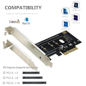 A ADWITS PCI Express 3.0 x16 to PCIe-Based NVMe and AHCI SSD Adapter Card  with Heat Sink, Fits M.2 (NGFF) Form Factor with Key M in Size