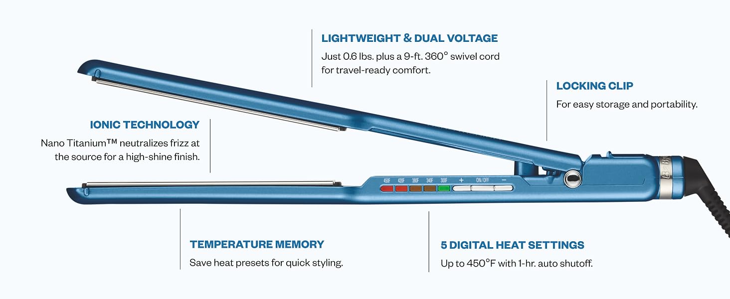 BaBylissPRO BNT4173T Nano Titanium 1½-inch Digital Ultra-Thin Flat Iron