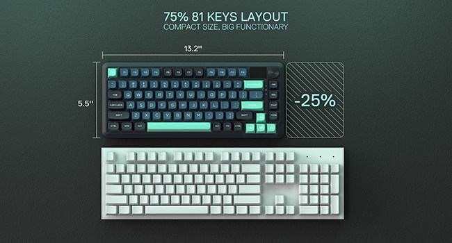 Redragon K724 PRO Wireless 81-Key Gasket Gaming Keyboard, TFT Screen & Knob | Easy-Control LED Info