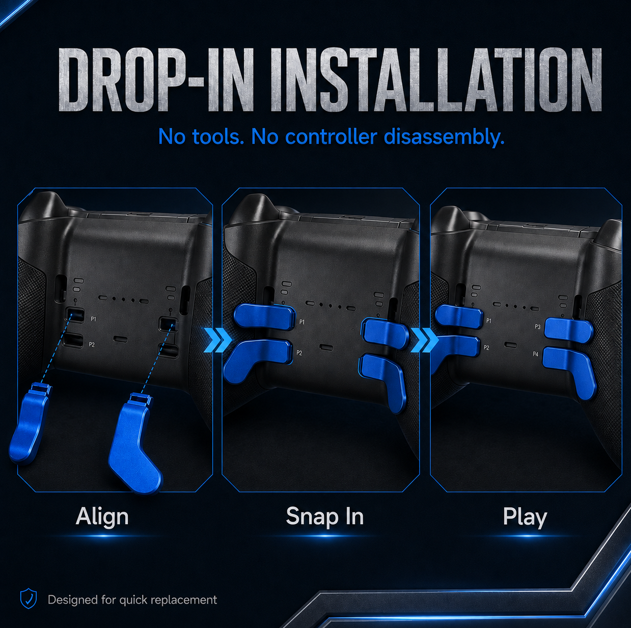 easy install elite paddles, drop in controller paddles