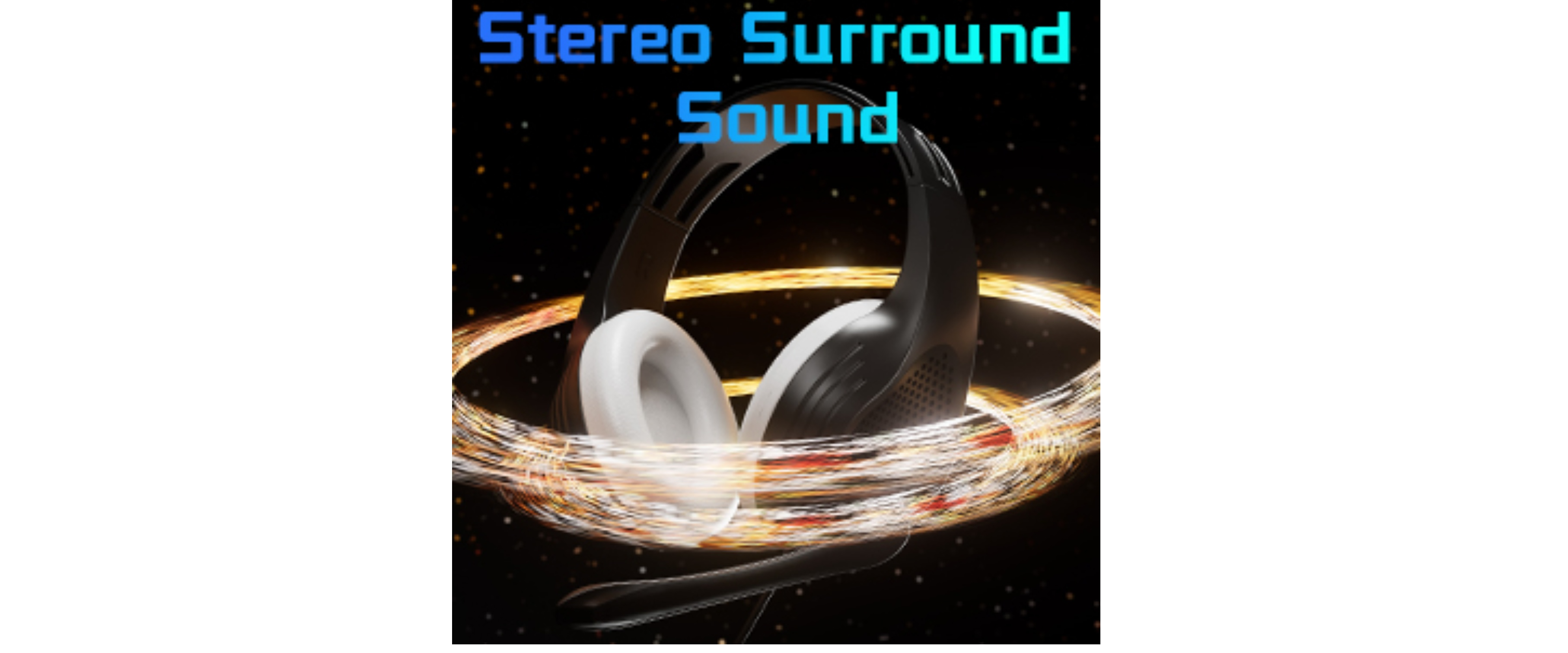 Stereo surround sound, wired over-ear headphones