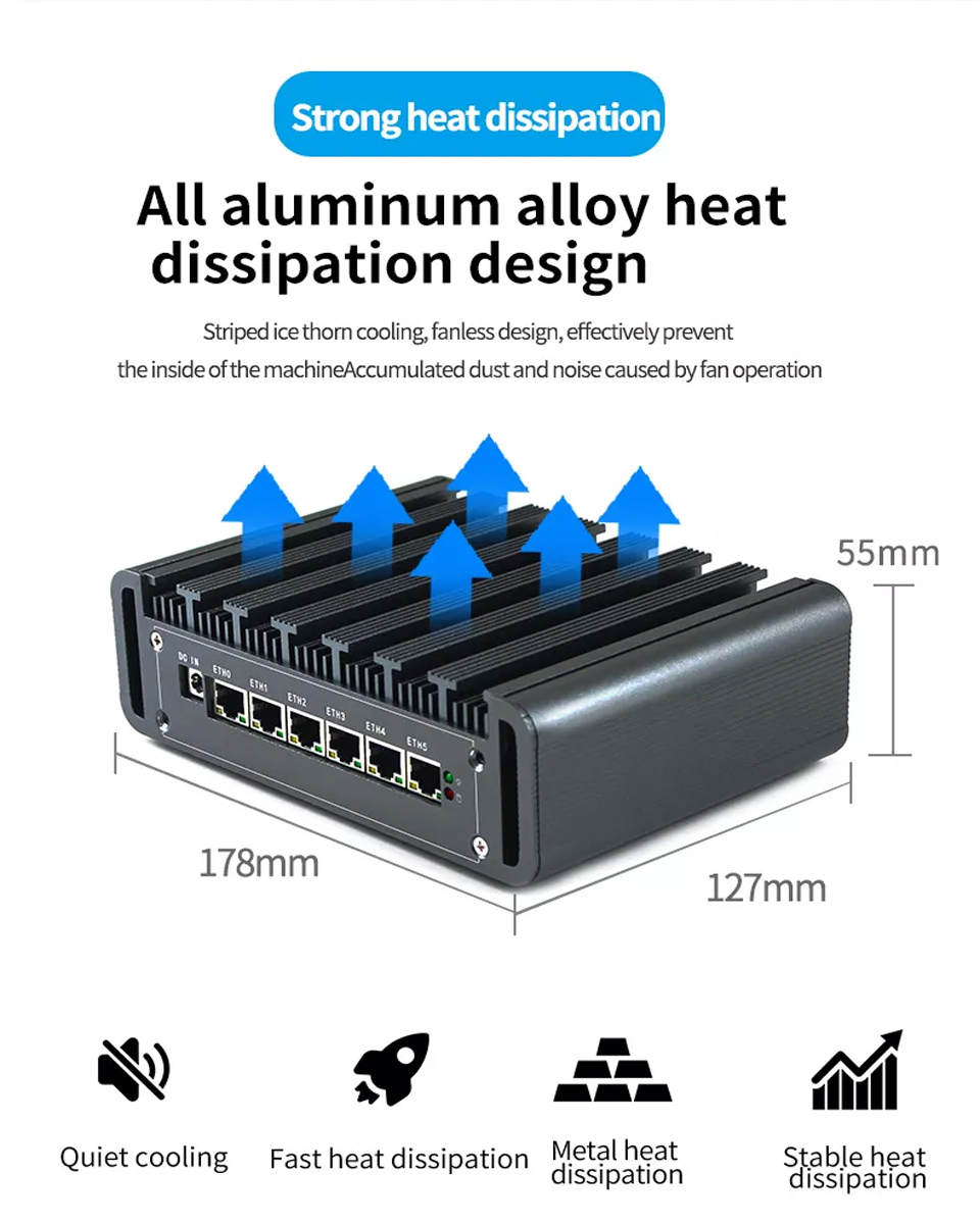 Firewall Router Mini PC Intel Core i7 10510U Quad Core 2xDDR4 HD