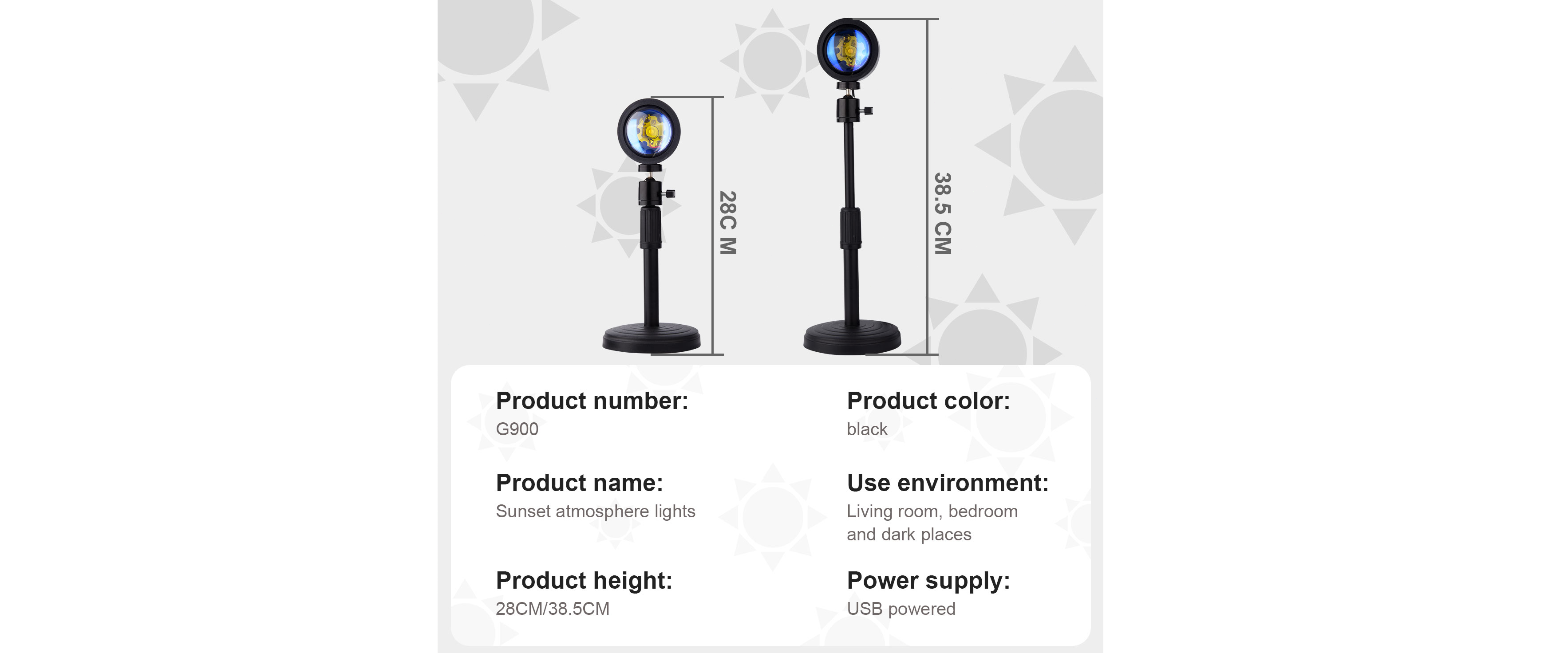 Sunset lamp specification