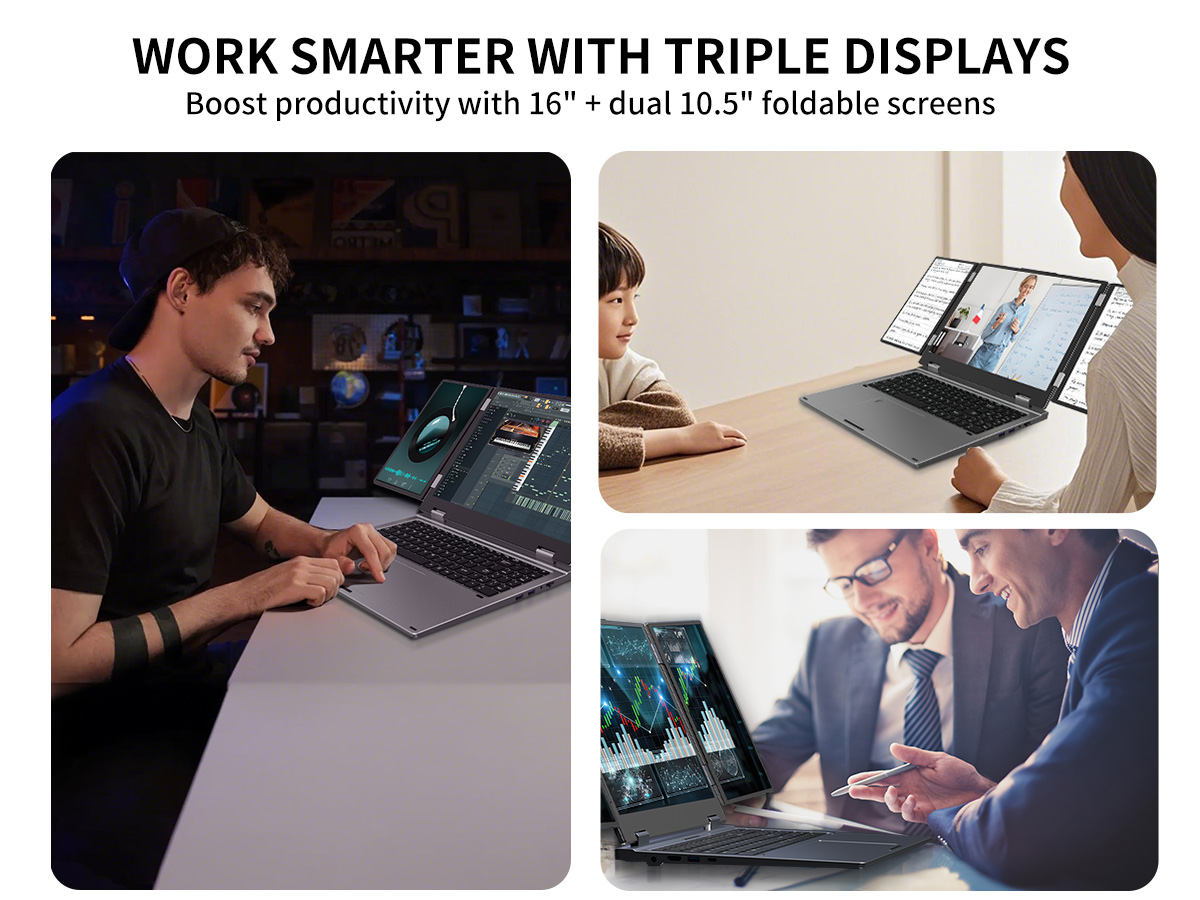 Triple screen laptop