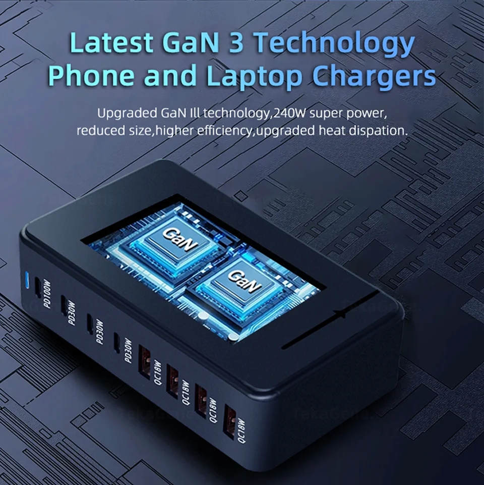 240W GaN USB C Quick Charge QC3.0 PD 3.0