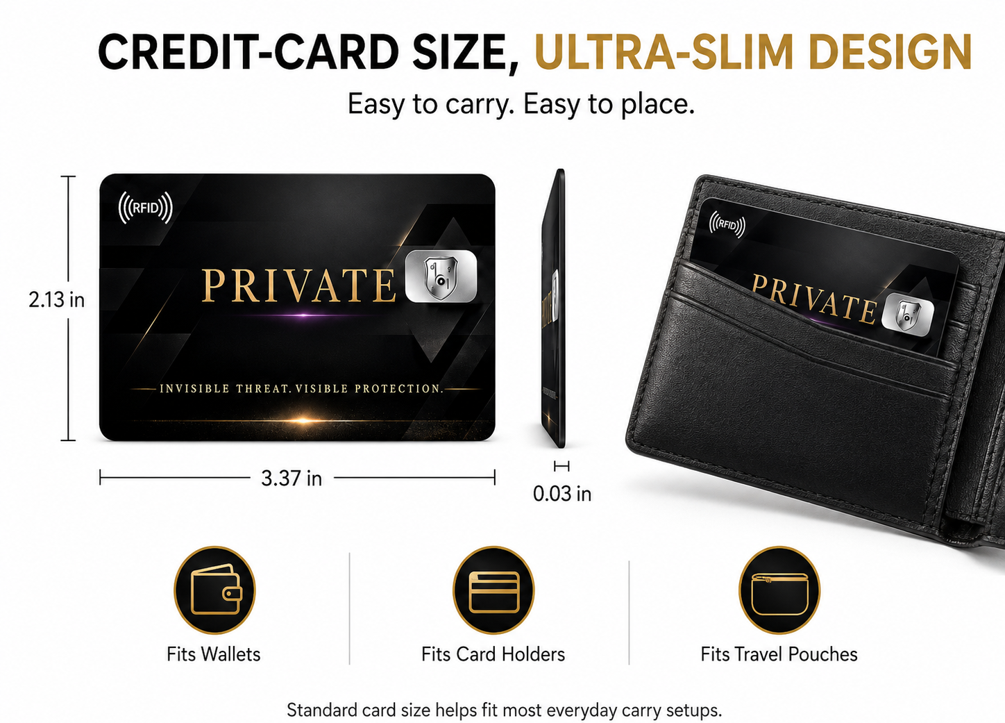 slim RFID blocking card, credit card size RFID blocker