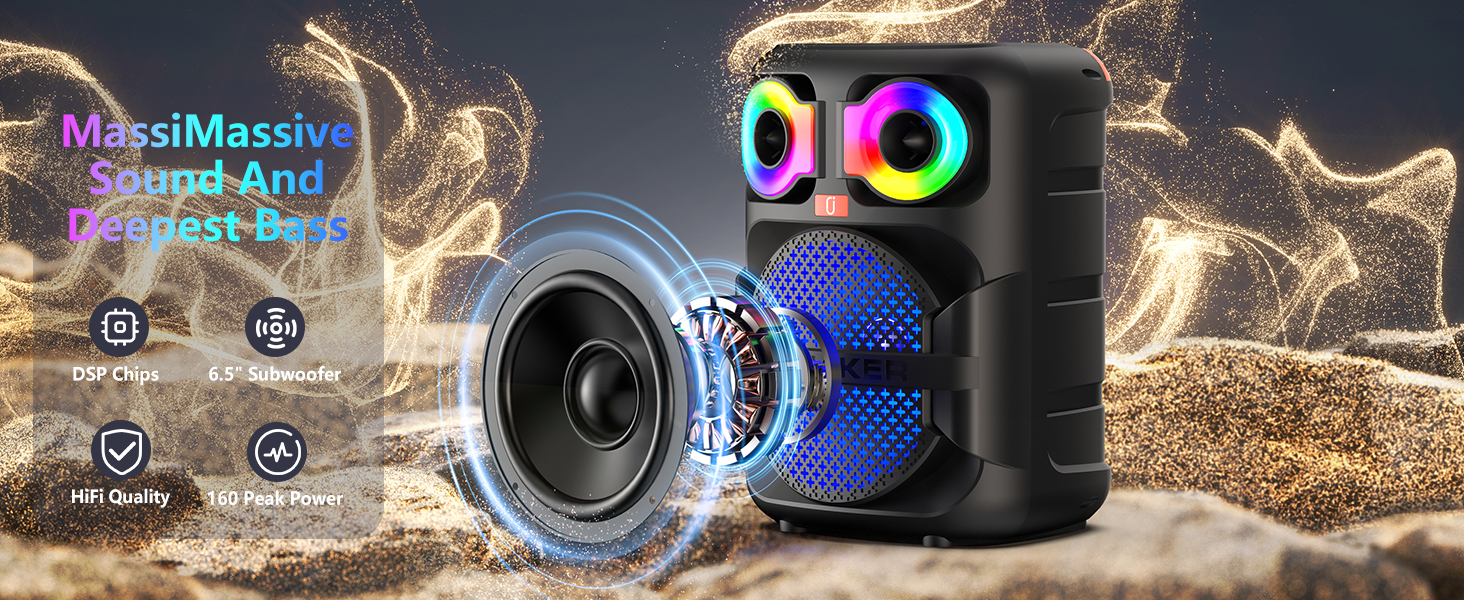 he karaoke machine is equipped with a 6.5-inch full frequency speaker