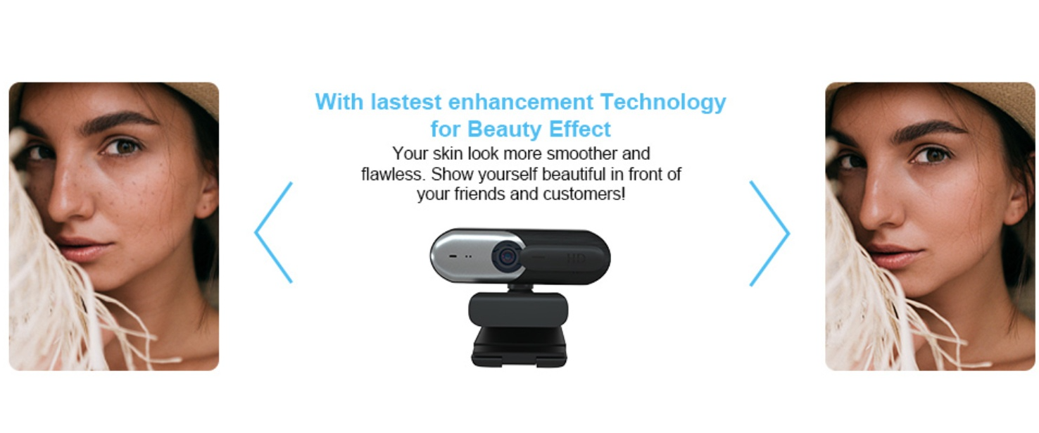 HD webcam with beauty enhancement, smoother flawless skin for live stream