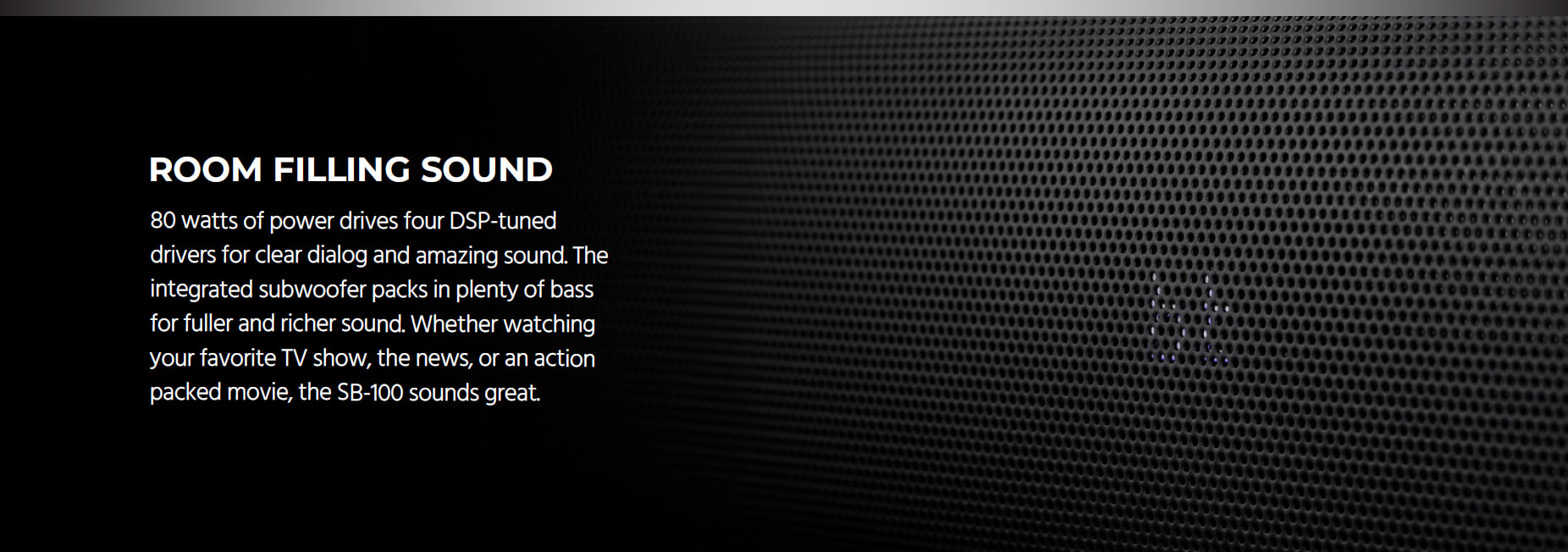 SB-100 2.1-ch 36in Soundbar with Built-In Subwoofer, Bluetooth, Optical Input, and Remote Control