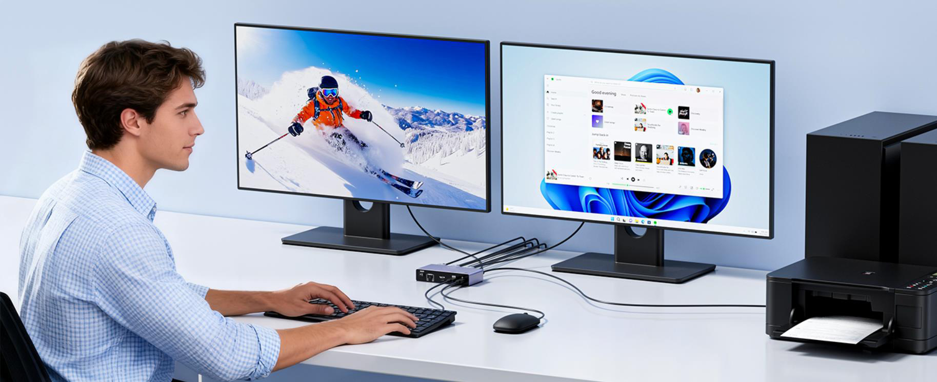 USB 3.0 HDMI KVM Switch 2 Monitors 2 Computers, 8K@60Hz 2 Ports Dual Monitor HDMI KVM Switch