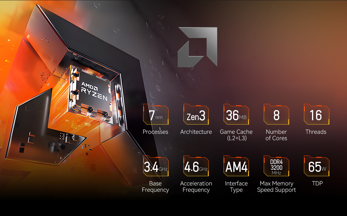 SEJISHI Gaming PC Computer AMD Ryzen 7 5700X 3.4 GHz, NVIDIA