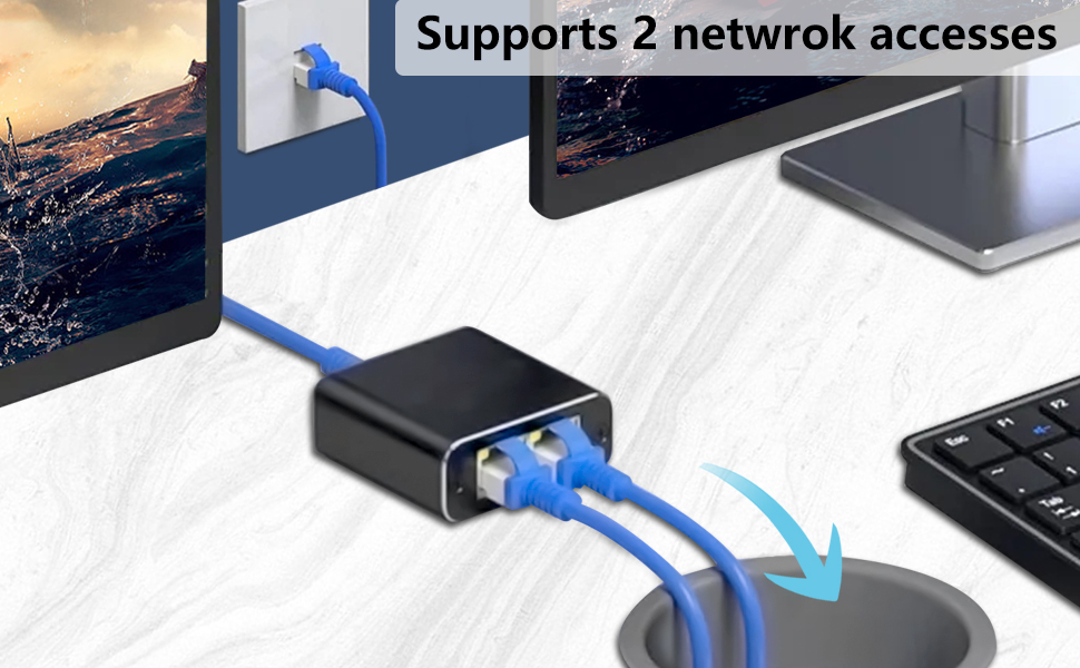 This 1x2 Ethernet Splitter allows one router/Ethernet switch to be spitted into two Ethernet network