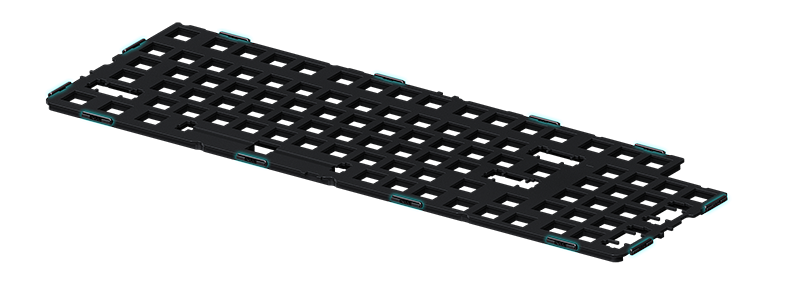 Cutaway visualization of the silicone gasket mount system inside the ROG Azoth 96 HE