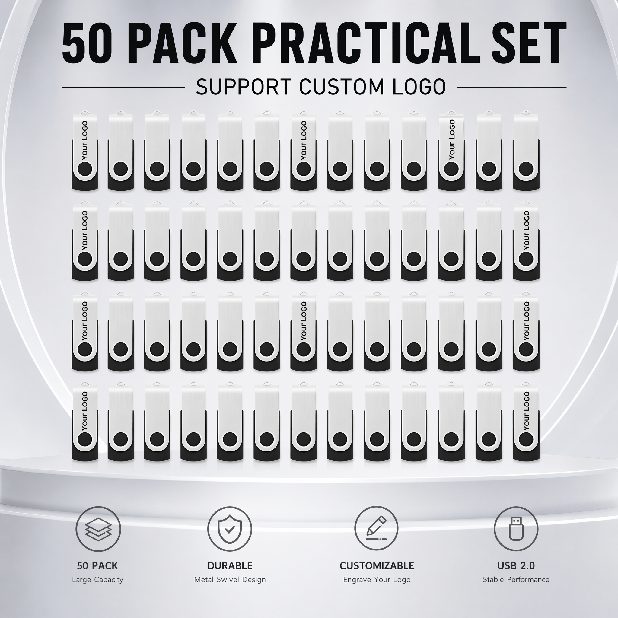 50 Pack Custom Logo USB Flash Drives Bulk
