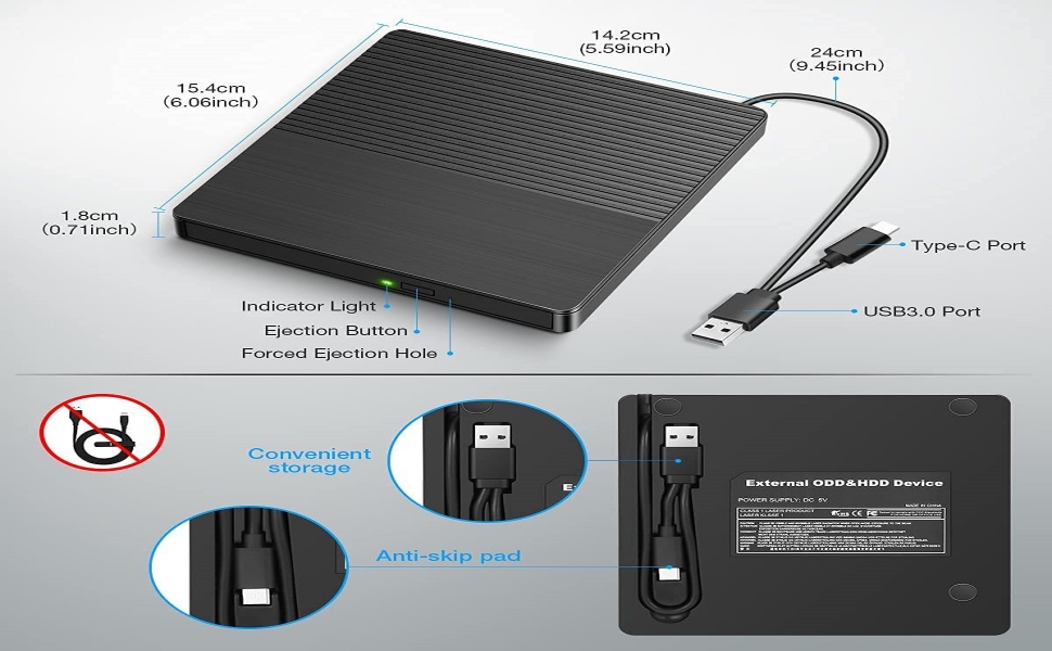 4. Convenience of DVD reader: Powered by the USB port, no external drivers and power supplies are re