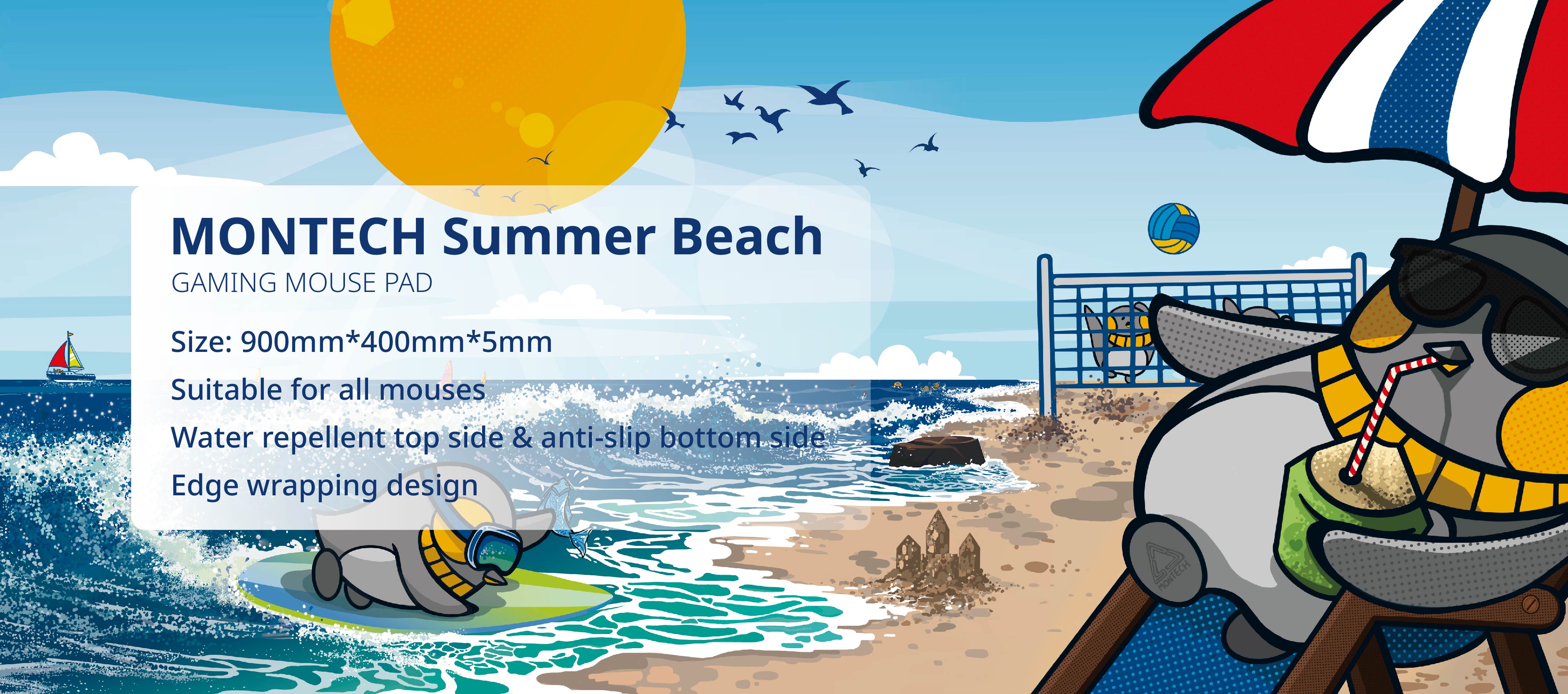 Montech Summer Beach Theme Mouse Pad