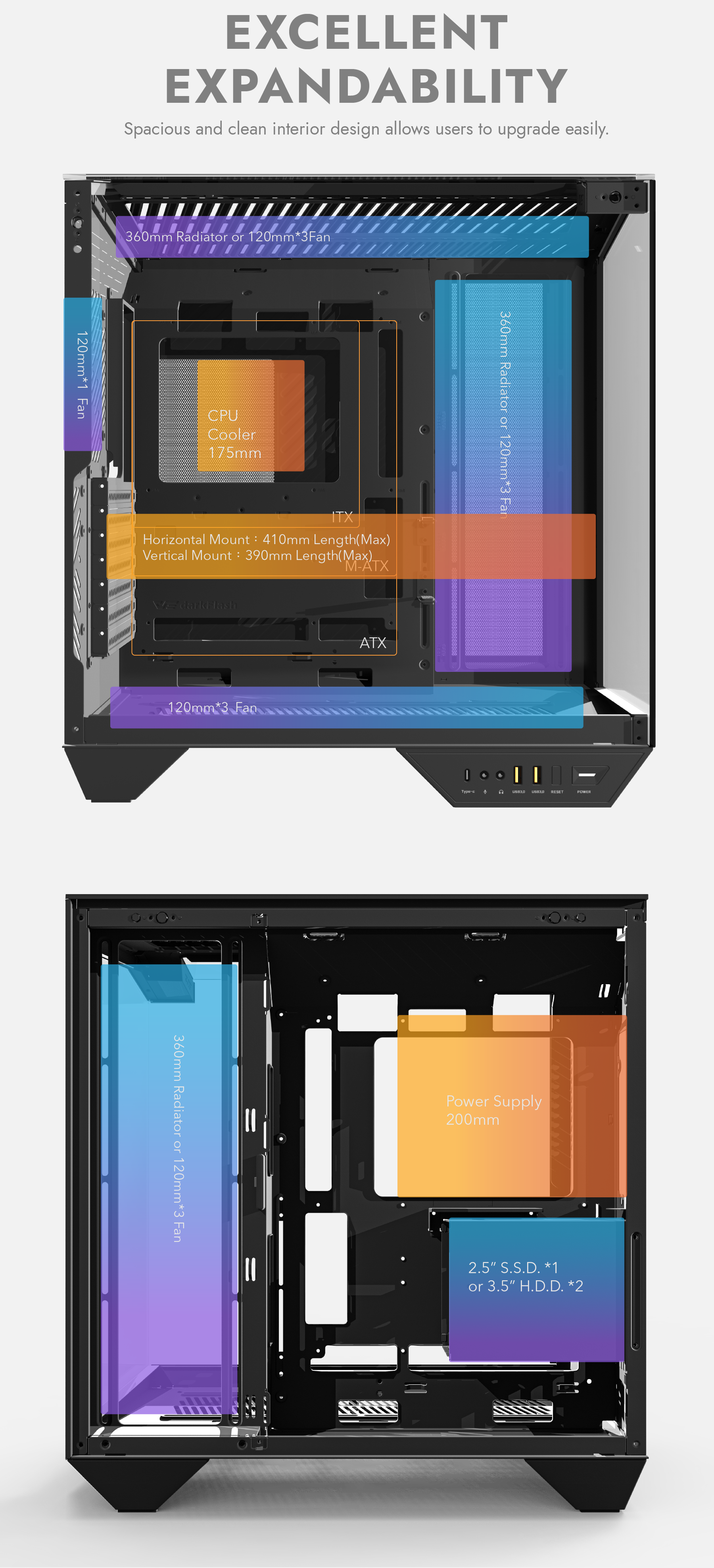 darkFlash DY470 PC Gaming Case Black