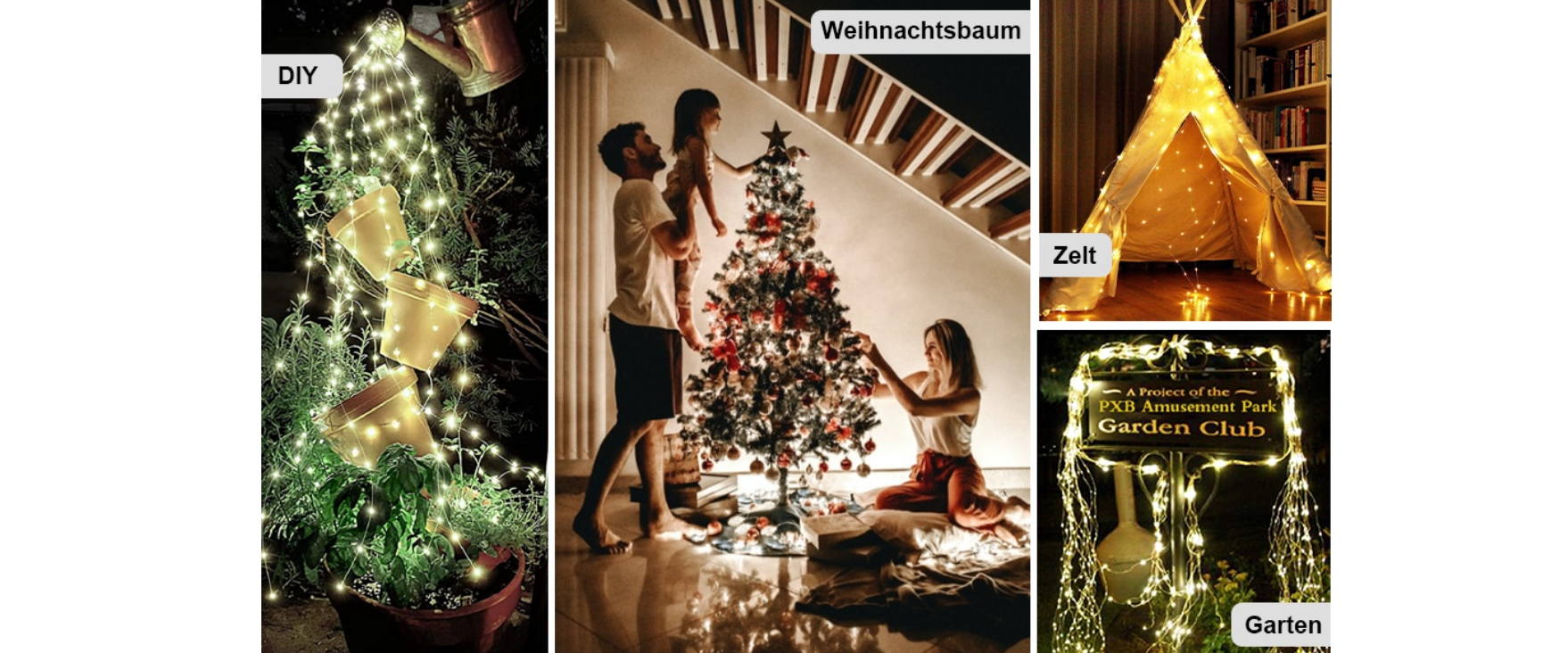 Multi-scene decor, Christmas tree, garden, tent, DIY decoration, fairy lights
