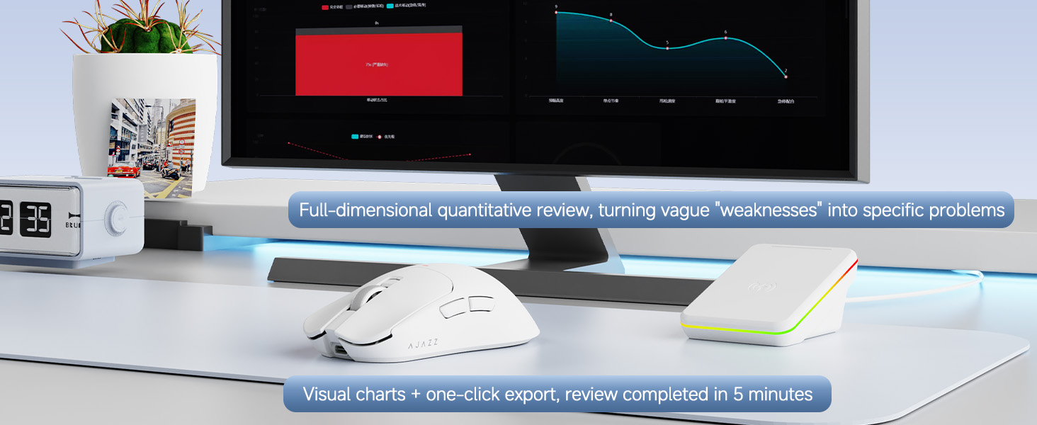 AJ200P Wireless Gaming Mouse, Tri-Mode Bluetooth/2.4G/Wired PC Mouse with Magnetic Charging Dock