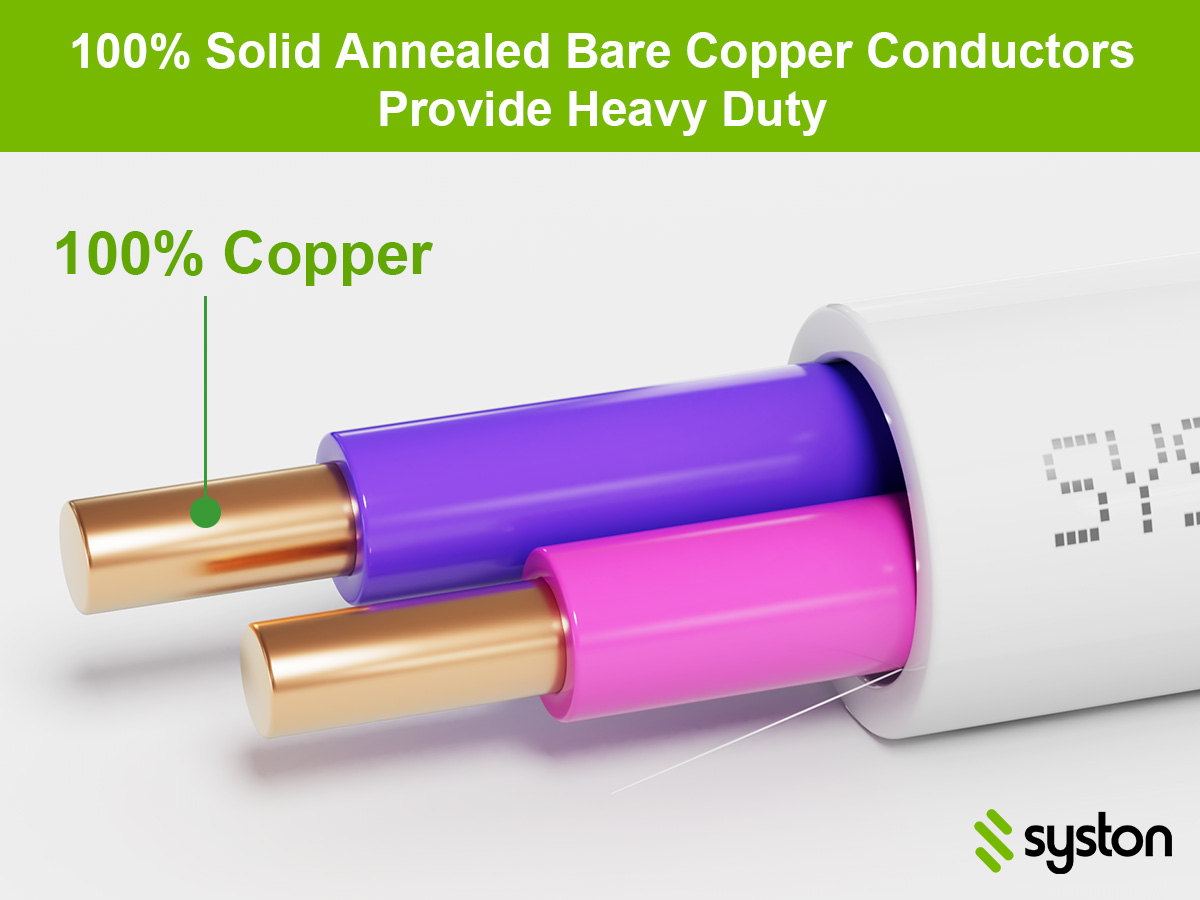 100% Solid Annealed Bare Copper Conductors Provide Heavy Duty