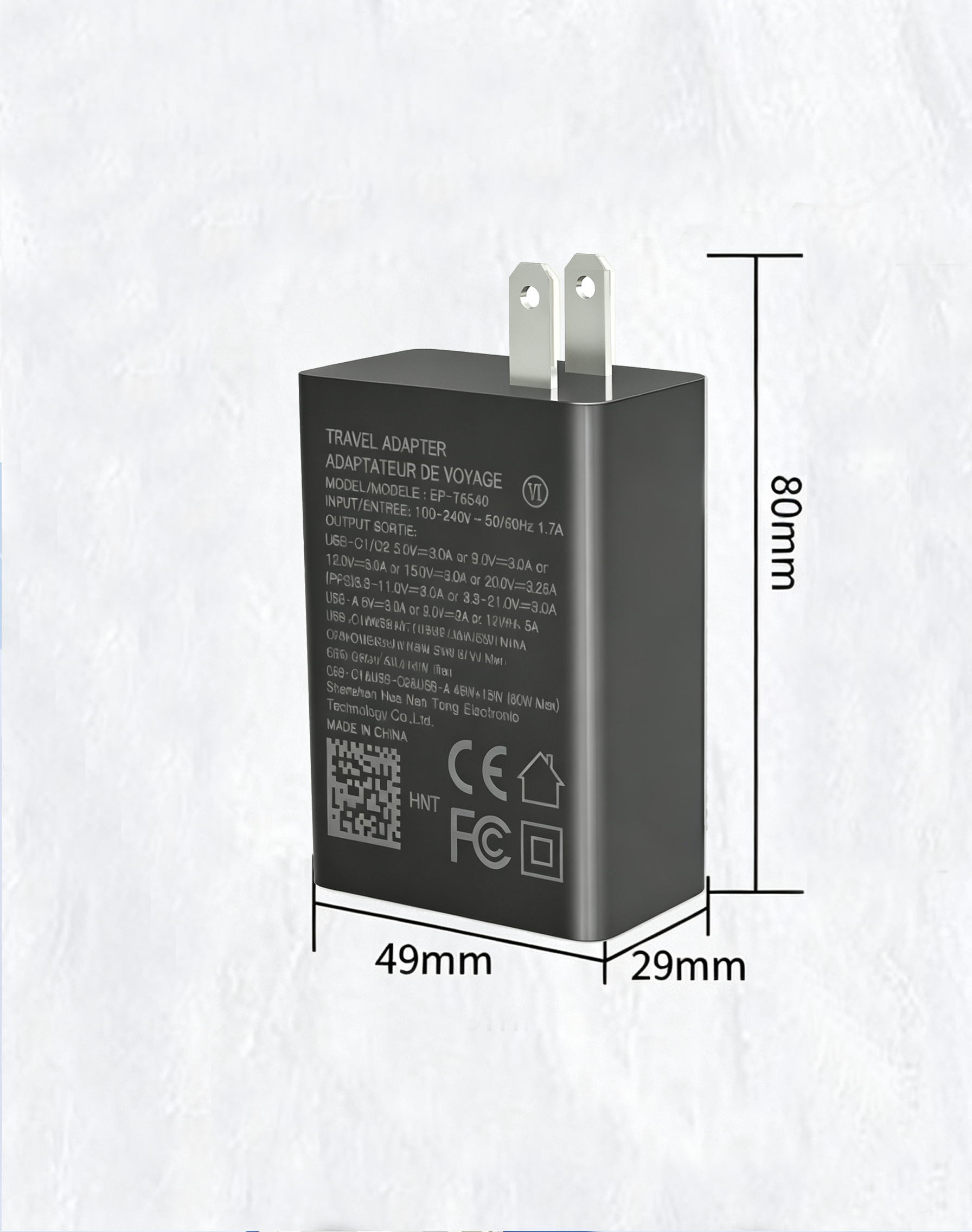USB C Charger, 65W 3 Port Foldable USB C Wall Charger, PD 3.0 Fast GaN Charger Block Compatible for