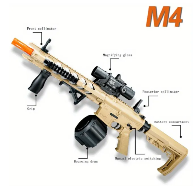 M4 Electric Gel Ball [7.4v High Speed Upgrade] Toy Rifle-WH28B-4