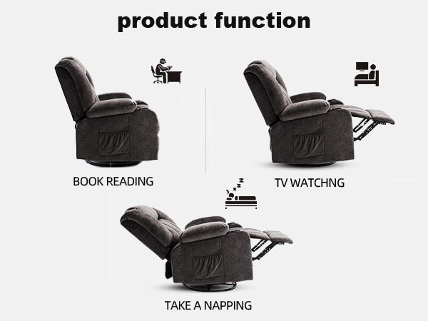 COMHOMA Recliner Chair Massage Rocker with Heated 360 Degree Swivel Lazy Boy Recliner Single Sofa S
