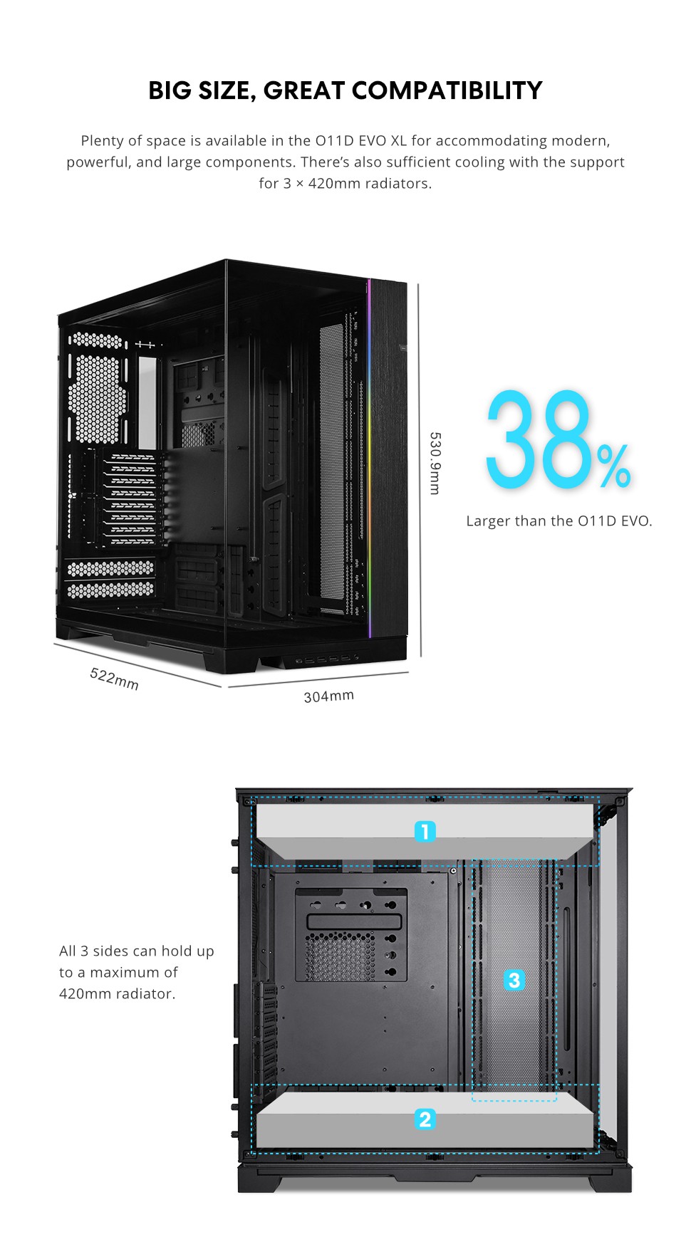 Lian Li o11 Dynamic EVO XL BLACK PC Case o11DEXL-X –