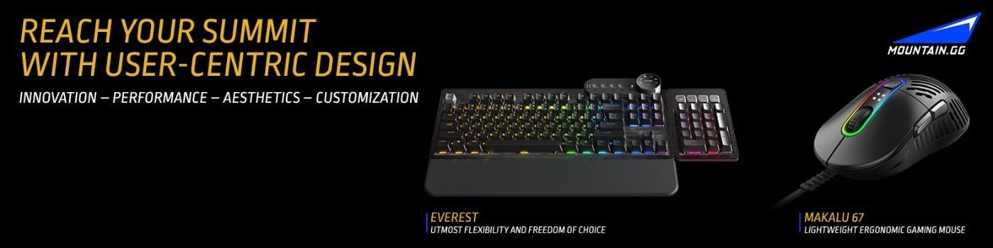 MOUNTAIN Everest Core TKL Compact Mechanical Gaming Keyboard - USB Hub -  Linear and Quiet - RGB Backlit - Midnight Black 