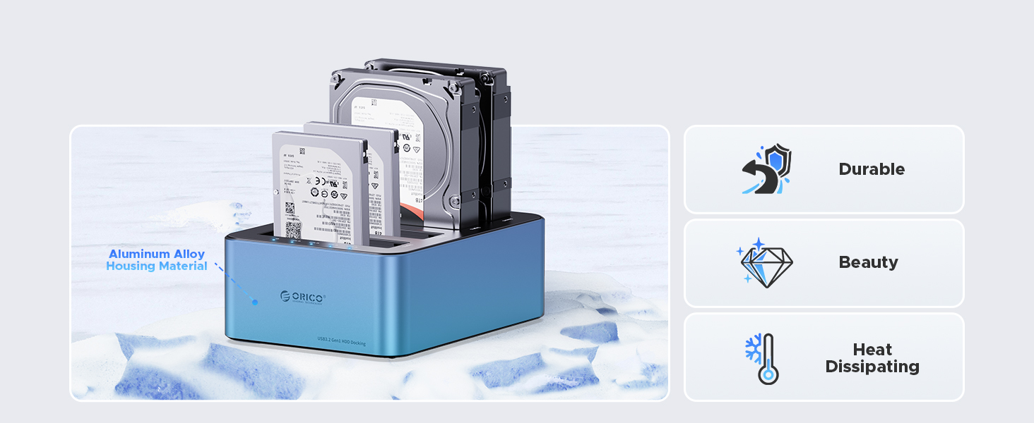 ORICO 80TB USB C to SATA I/II/III 4 Bay External Hard Drive Enclosure Docking Station for 2.5 or 3.5