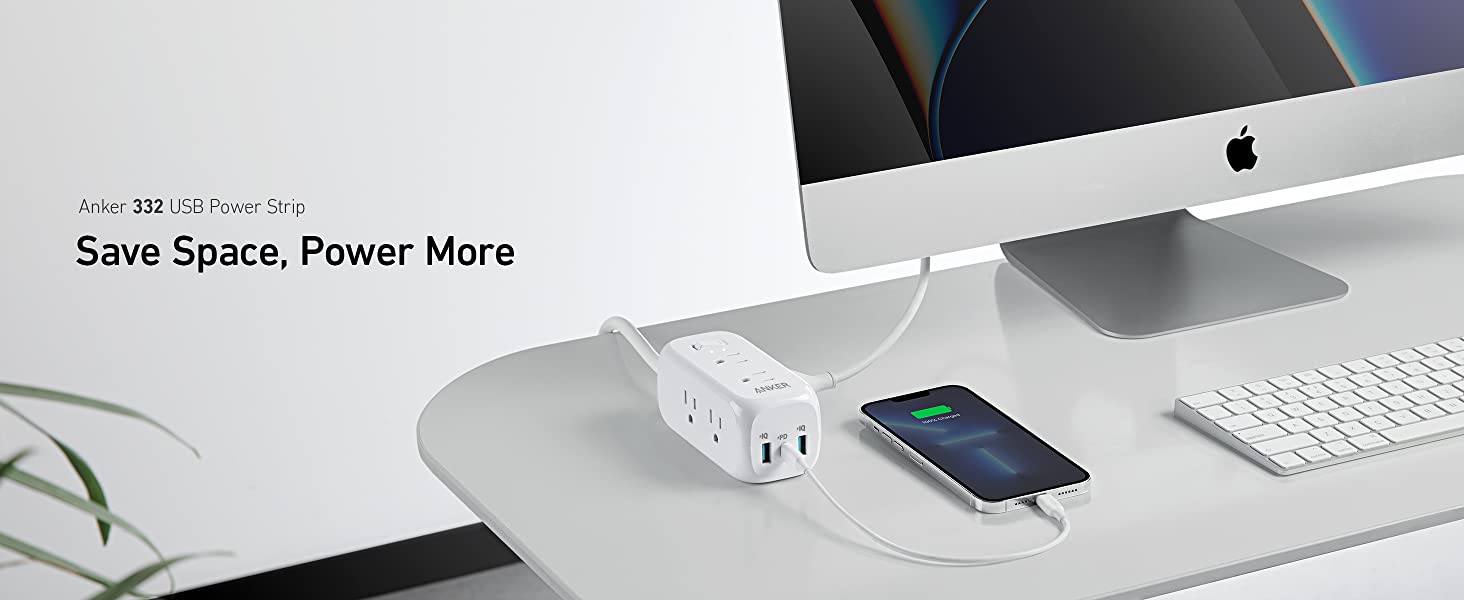  Type-C Under Desk Power Strip, Adhesive Wall Mount Power Strip  with USB C Ports, Power Strip Socket Outlet, 4 AC Plug.20W 2 USB-A,1 PD  Fast Charging 18W USB-C for Kitchen, Office