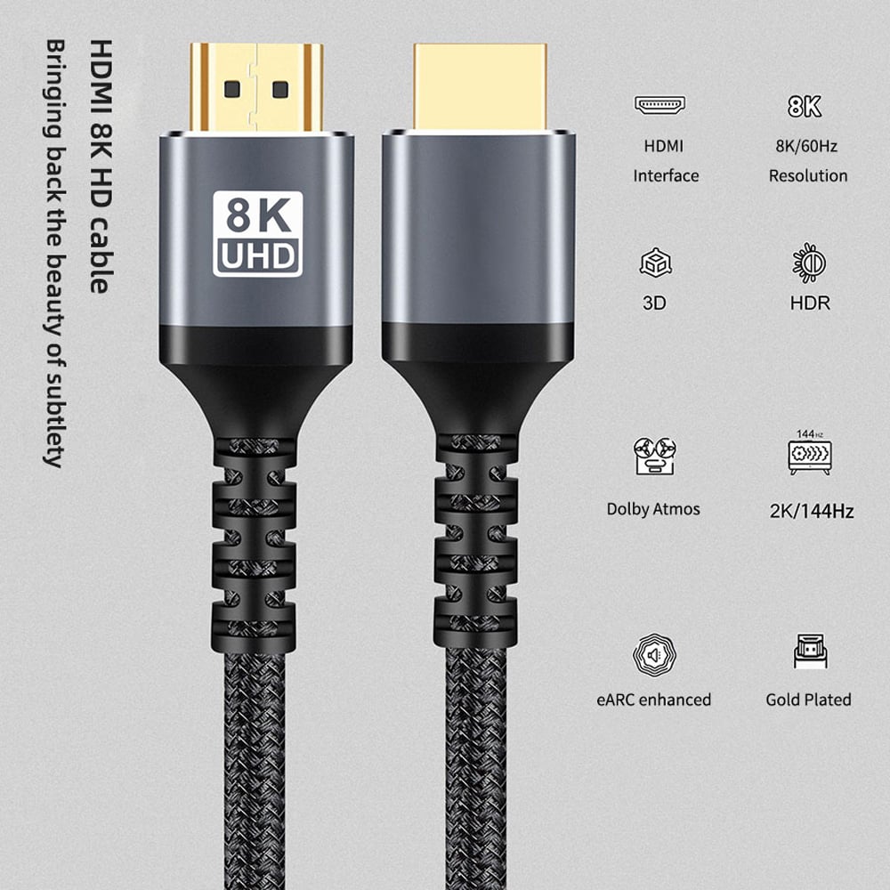 TESMAX 8K Certified Ultra High Speed HDMI Cable 48Gbps 10FT, 8K60Hz  4K120Hz, HDCP 2.2 2.3 Dynamic HDR HDR10 eARC, Compatible with Dolby Vision  Apple TV 4K/Samsung/LG/Sony/Ruko/PS5/Xbox/RTX 3080 3090 