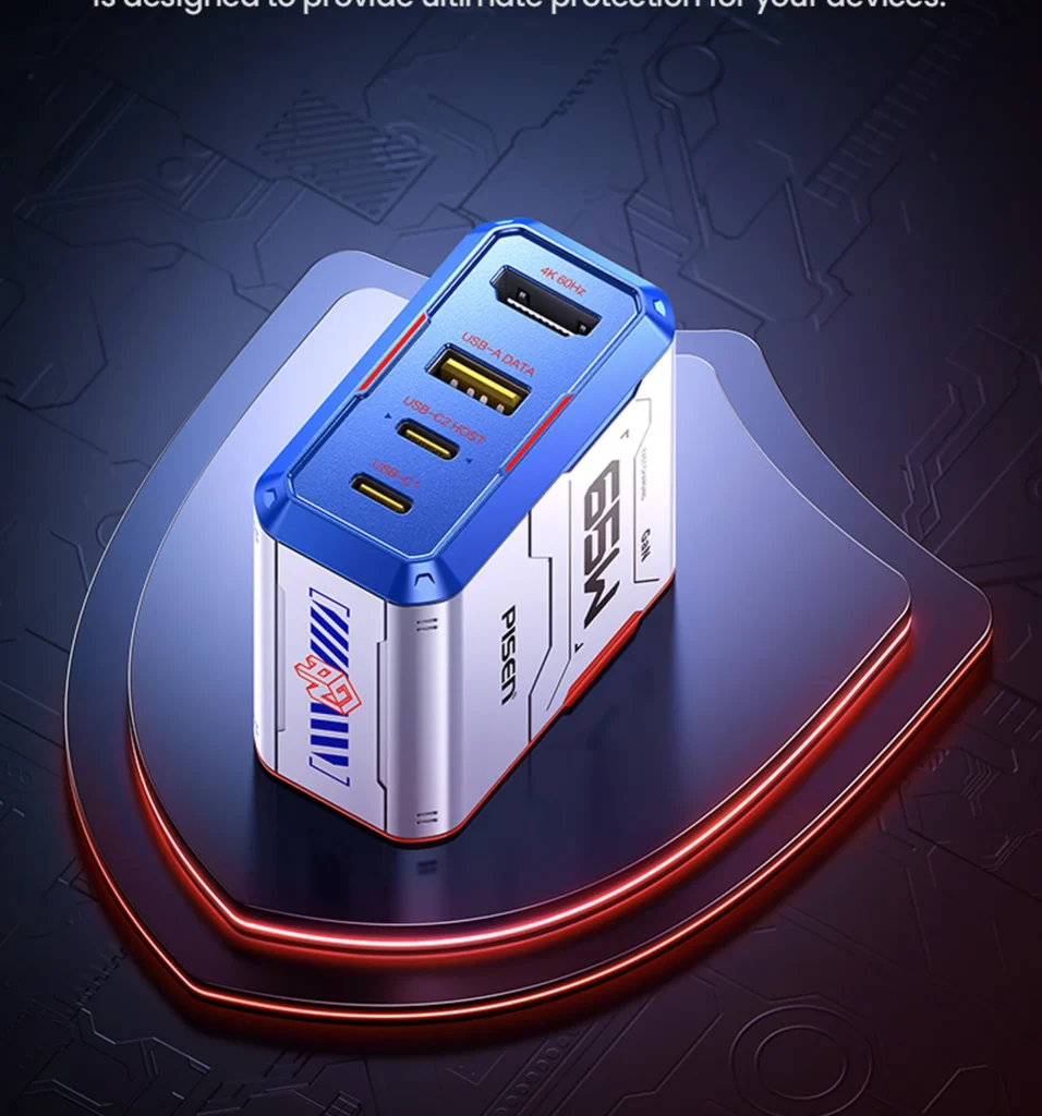 PISEN Gamer Utility 65W 4-Port GaNHub Fast Charger