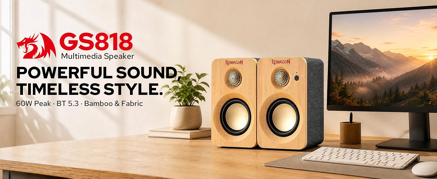 Redragon GS818 Multimedia Speaker, 60W Peak 2.0 Desktop Computer Speakers