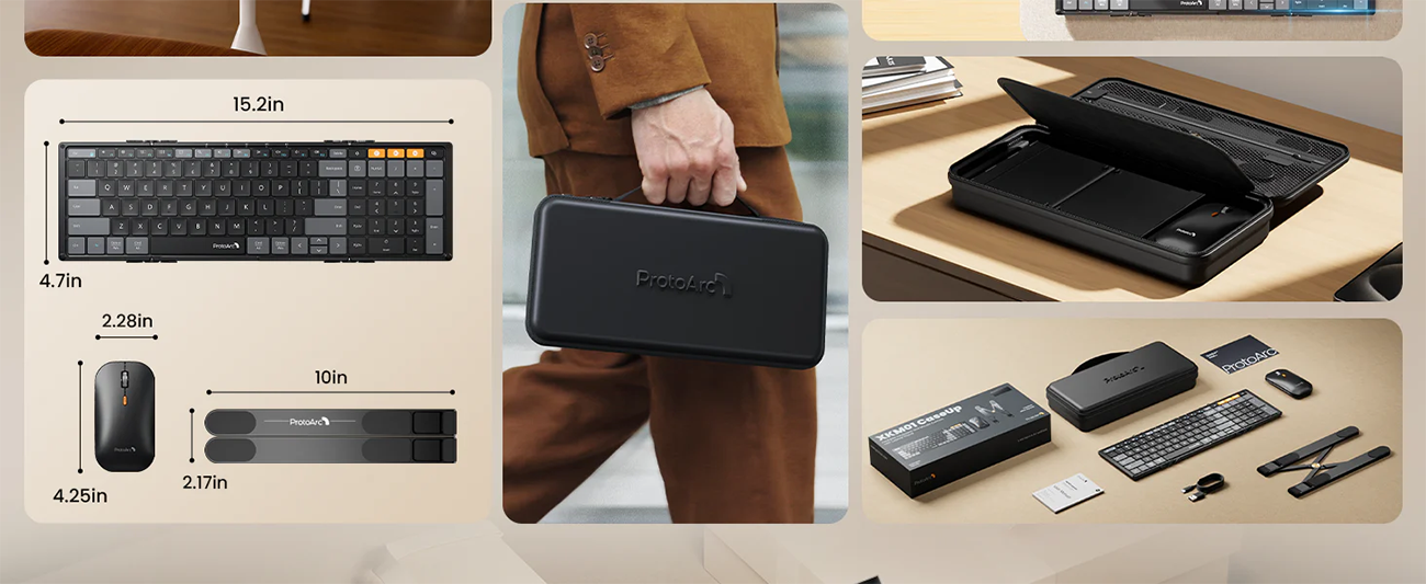 ProtoArc® XKM01 CaseUp Foldable Keyboard Mouse Combo