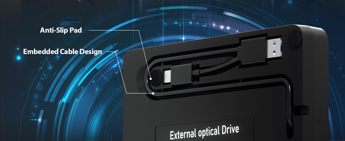 External CD/DVD Drive for Laptop, USB 3.0 and Type C DVD Drive External Portable DVD Player for Lapt