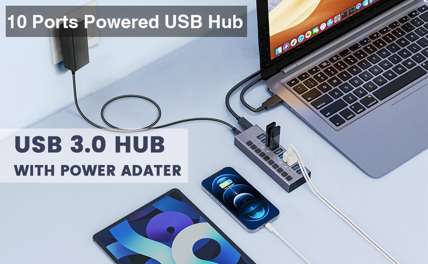 10-Port USB 3.0 Hub